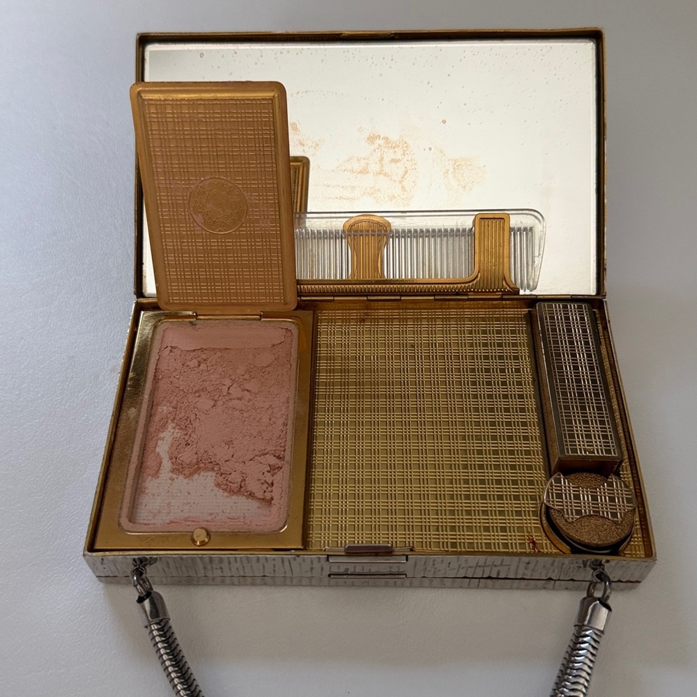 Vintage Double Sided Evan’s Metal Cosmetic Compact Clutch - excellent condition - Picture 5 of 8